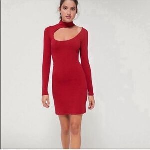 Urban Outfitters Ribbed Cutout Long Sleeve Dress